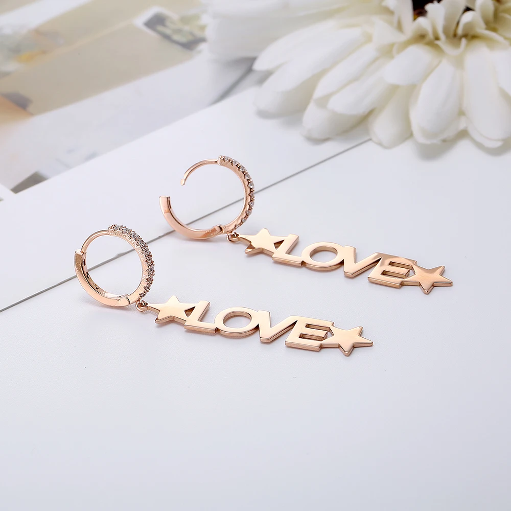 Женские серьги из нержавеющей стали с надписью Love|Серьги-кольца| |