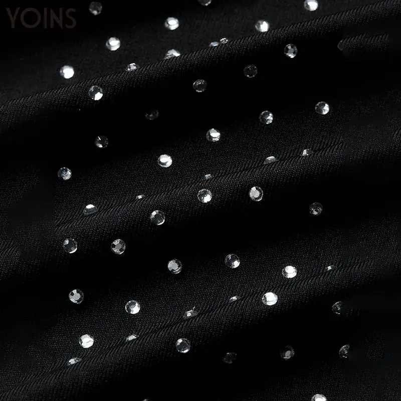 YOINS сексуальное облегающее платье с бретельками и вырезами украшенное стразами