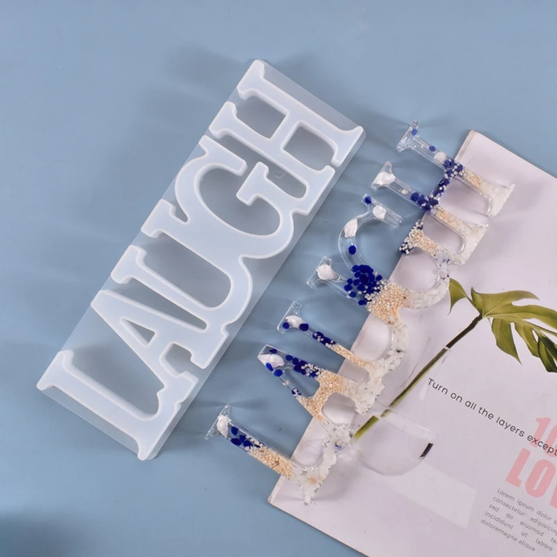 

Crystal Epoxy Resin Mold DIY LAUGH Words Doorplate Listed Casting Silicone Mould MXME