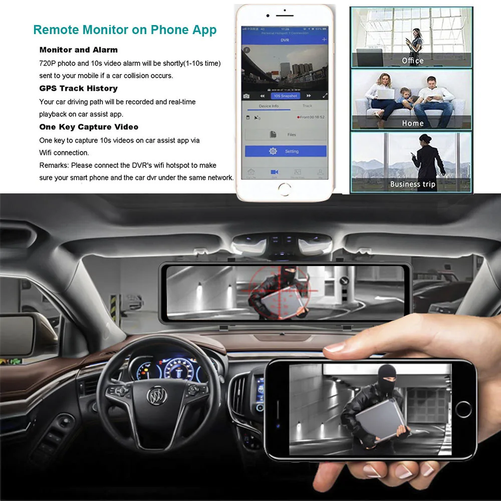 Автомобильный видеорегистратор HGDO 12 дюймов IPS ADAS GPS 4G Android 8 1 камера FHD 1080P с двойным
