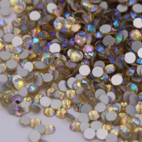 light yellow jonquil ab flat back non hotfix glue on nail art rhinestones crystal glass gem for clothes decoration