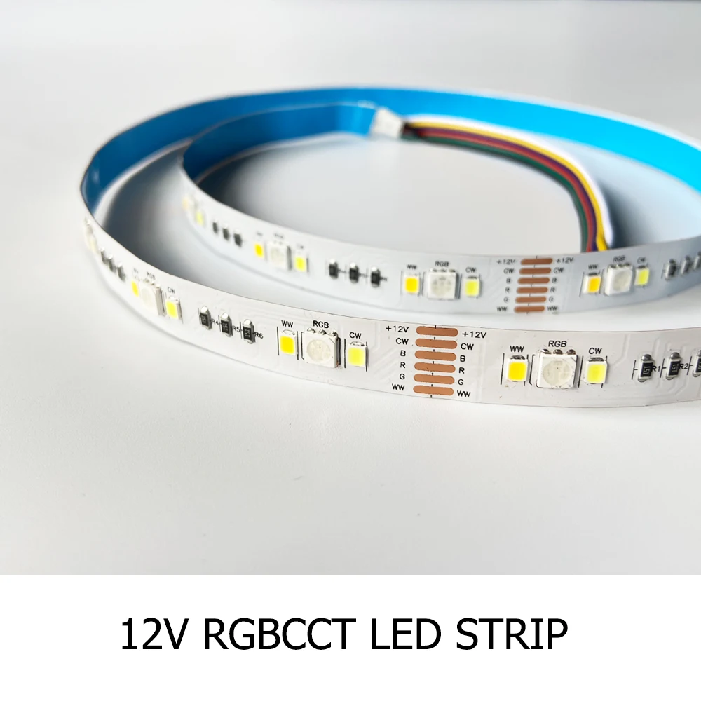Светодиодная лента RGB + CCT 5 в 12 В 24 SMD 5050 RGBCW гибкая полноцветная световая для