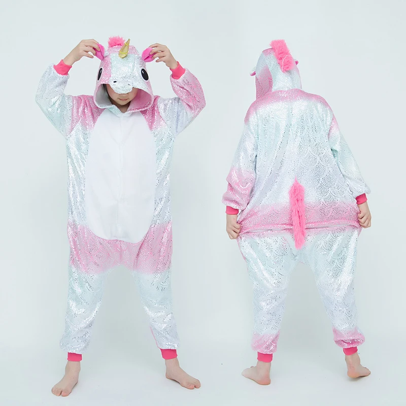 Детские пижамы с единорогом одежда для сна животными зимние комбинезоны
