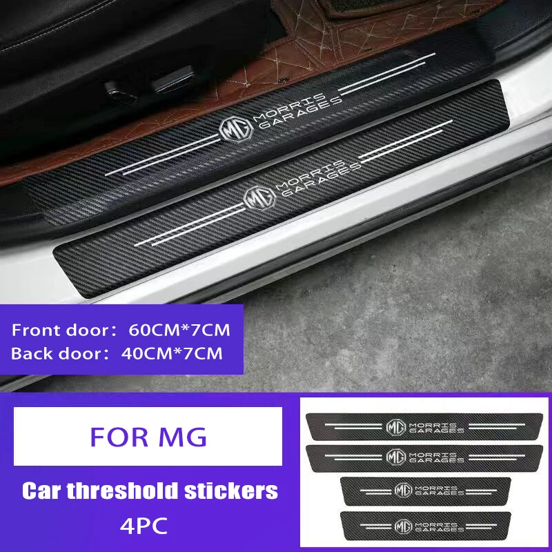 

4PCS Car Threshold Door Sill Protection Carbon Fiber Strip Stickers For MG MG6 MGZS MG3 MG5 MG7 Auto Goods Styling Accessories