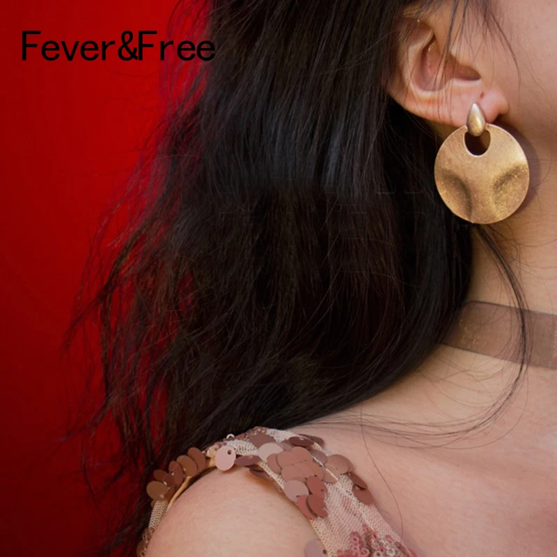 Fever&ampFree 2018 Punk Hippie Big Round Stud Earrings For Women Trendy Boho Earring Studs Cheap Fashion Jewelry Accessories Gifts |