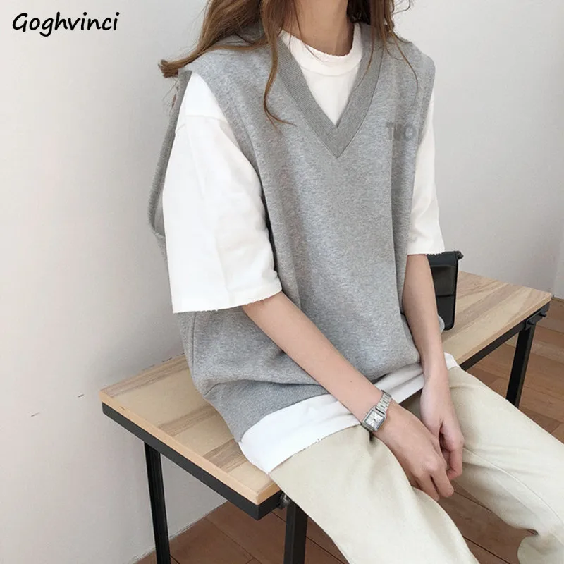 Жилет женский однотонный Повседневный с V образным вырезом универсальный модный