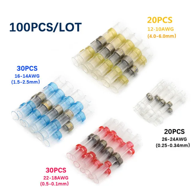 100Pcs 250/100 шт провода для пайки Разъемы-Терм усадочная припоя стыковые Соединители-припоя разъем и лекарственных средств(FDA Автомобильная морской изоляцией - Цвет: 100Pcs