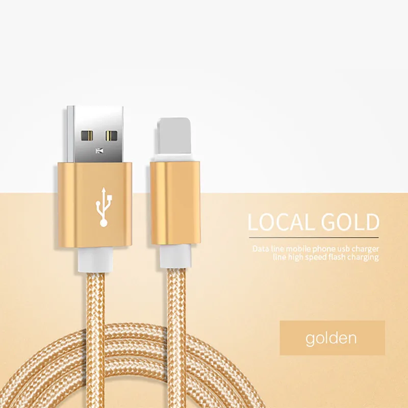 Usb-кабель для быстрой зарядки 3 А для iPhone 11Por XS Max XR X 8 7 6 6S Plus 5 5S iPad, кабель для мобильного телефона, кабель для быстрой зарядки и передачи данных - Цвет: Gold