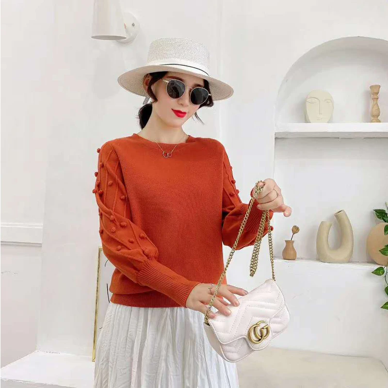 

Женский трикотажный пуловер с круглым вырезом и длинным рукавом, 7 шт.