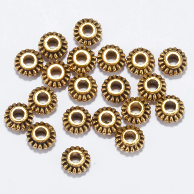 Antique Gold 100 шт 6 мм античный тон колеса шестерни металлические разделители бусины для рукоделия большие отверстия Подвески для DIY ювелирных изделий браслет Поиск - Цвет: Antique Gold