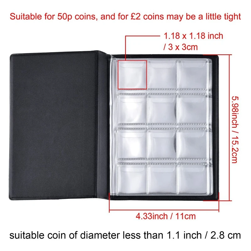 

5PCS Collecting Money Organizer 120 Pockets Coins Collection Album Book for Collector Coin Holder Album Coin Storage Bag