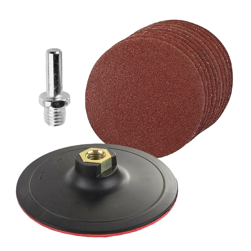 10-Piece Round Sanding Set with Padded and Drilled Adapter for Mixed Gravel Shackle 125Mm Sand Disc | Инструменты