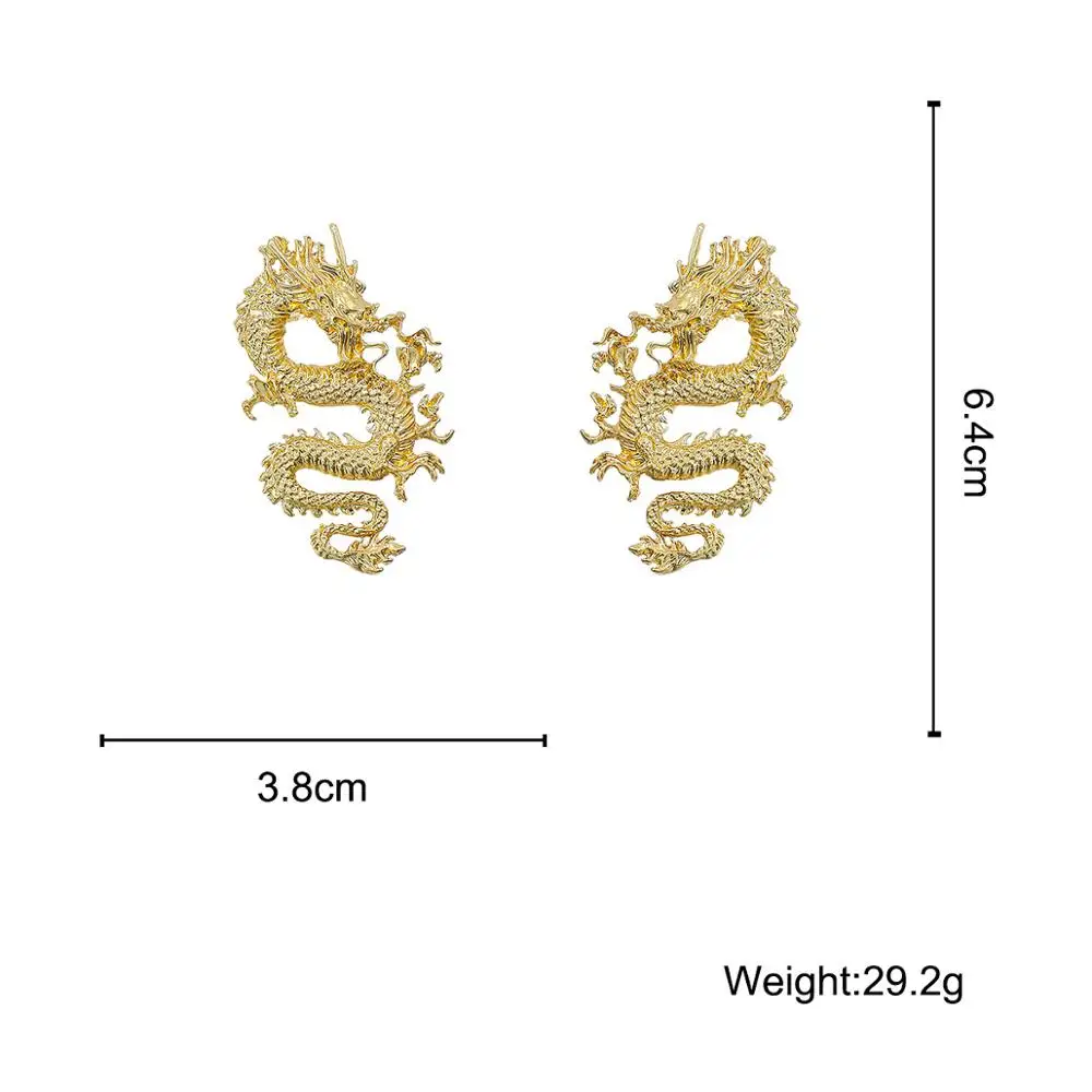 

AENSOA Female Popular Earring Gothic Dragon High Quality Metal Personality Pendant Unique Punk Dragon Earring Party Gift Jewelry