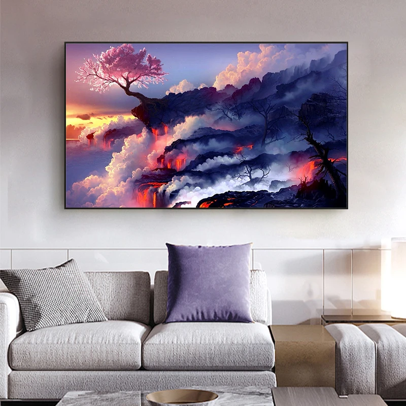 Современная вулканическая скала натуральная Настенная картина с ландшафтом