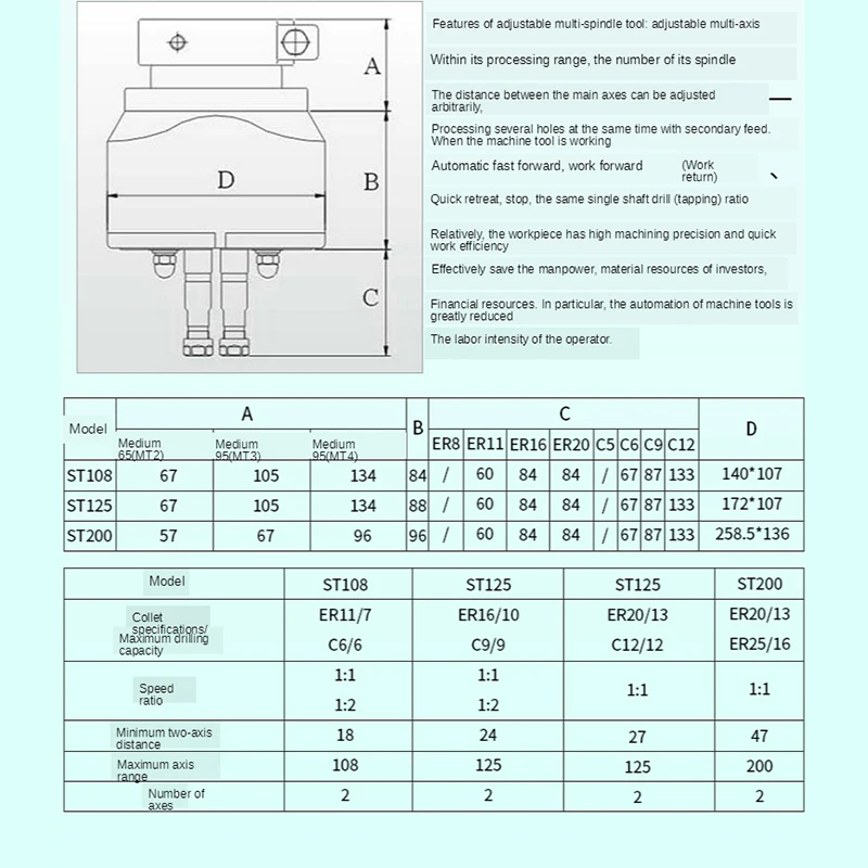 

ST type adjustable two-spindle multi-head drill multi-spindle drill automatic tapping machine multi-spindle multi-hole drill