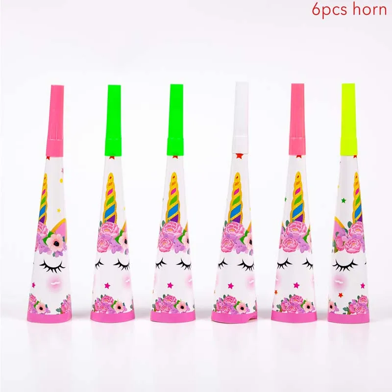 6pcs Horn Радуга Единорог обертки для кексов торт Топпер Единорог День Рождения украшения для торта для вечеринки детский душ Единорог вечерние принадлежности - Цвет: 6pcs Horn