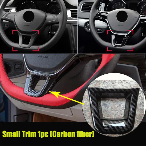 Small Carbon Fiber Автомобильные аксессуары отделка рулевого колеса для Volkswagen T-ROC C-TREK T-Cross TAYRON Phideon Teramont Atlas Arteon Fox MULTIVAN Sharan - Название цвета: Small Carbon Fiber