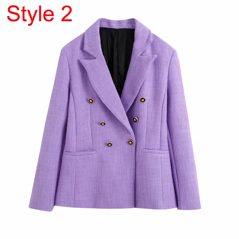 Сезон весна осень Женская обувь в винтажном стиле Пурпурное твидовое блейзеры и