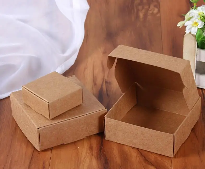 

Маленькая Коричневая Картонная коробка из крафт-бумаги 3 размера, коробки для упаковки подарков, свадебные подарки, Коробка для мыла, печень...