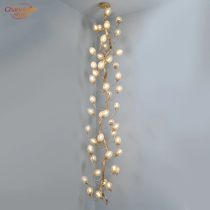 Латунная люстра освещение светодиодные медные люстры стеклянная медная