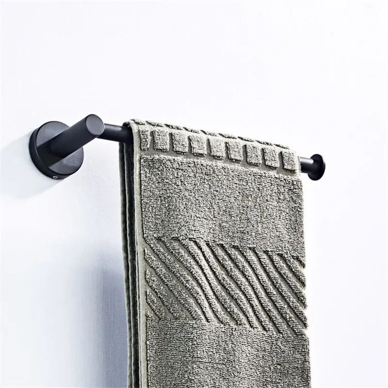 black Tuqiu 25cm Towel Bar Wall Mounted Towel Rack Bathroom Brass and Stainless Steel Towel Hanger Rail Matte Black Towel Holder - Цвет: black