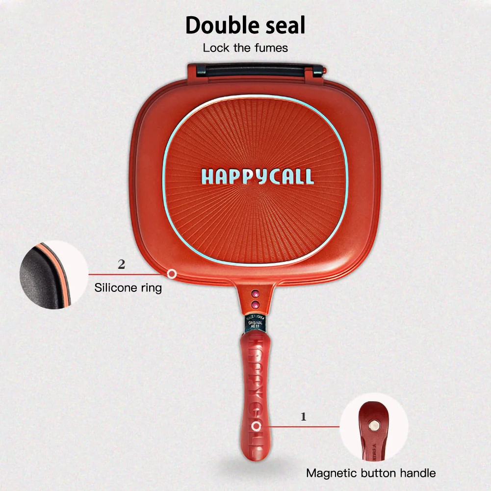 32/28 см двухсторонняя сковорода гриль с антипригарным покрытием для барбекю