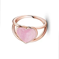 925 sterling silver female classic ring finger excellent elegant pink heart ring for woman girl fashion sweet jewelry rings