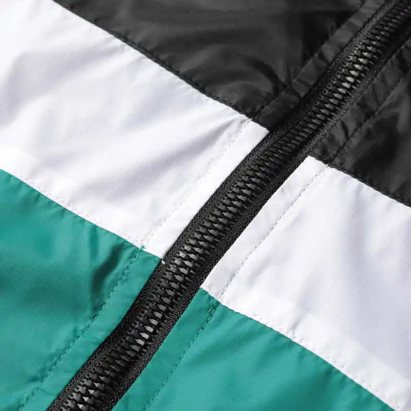 

Spring Autumn Fashion Casual Splicing Color Nylon Outdoor Windbreaker Jacket For Men With Hooded