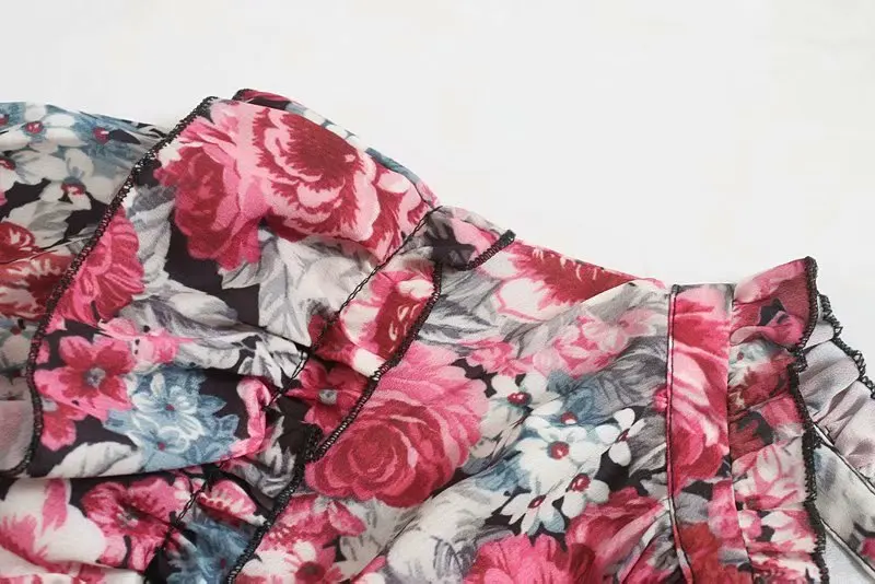 Женское платье кимоно с цветочным принтом V образным вырезом и длинным