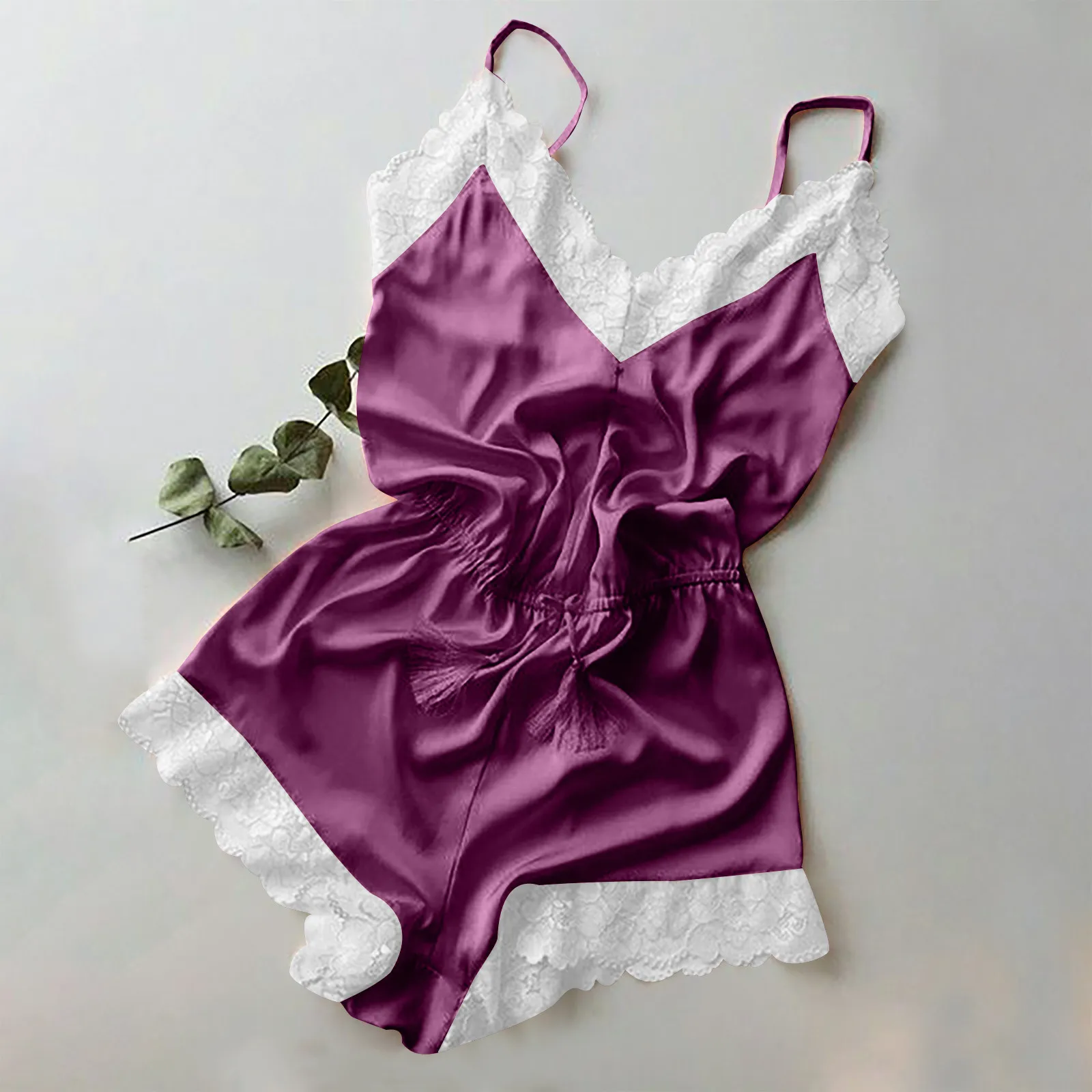 

Fashion Women Sexy Lingerie Girl V-neck Lace Splice Bodysuit Sleepwear Bodydoll Underwear Set Lingerie Camisole Activewear