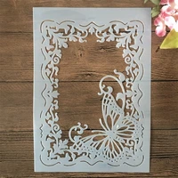 a4 29cm butterfly photo frame diy layering stencils wall painting scrapbook embossing hollow embellishment printing lace ruler