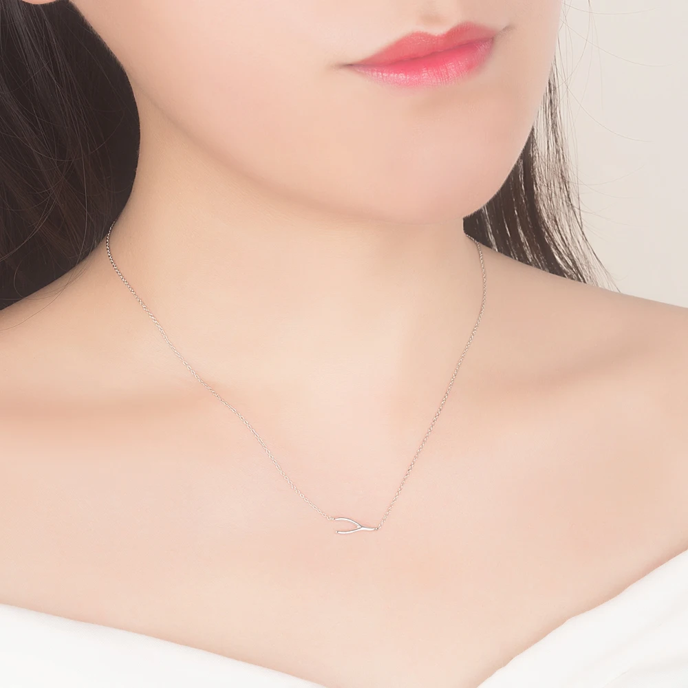 

Simple Style 100% 925 Sterling Silver Necklace Withered Branches Korean Bone Pendant Choker Charm Woman Fine Jewelry Gift