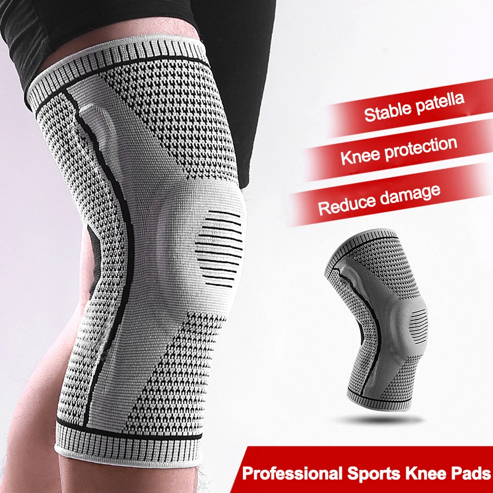 

Summer Silicone Full Knee Guard Pad Brace Strap Breathable Anti-Slip Outdoor Sports Running Cycling Knitted Knee Protection Pads