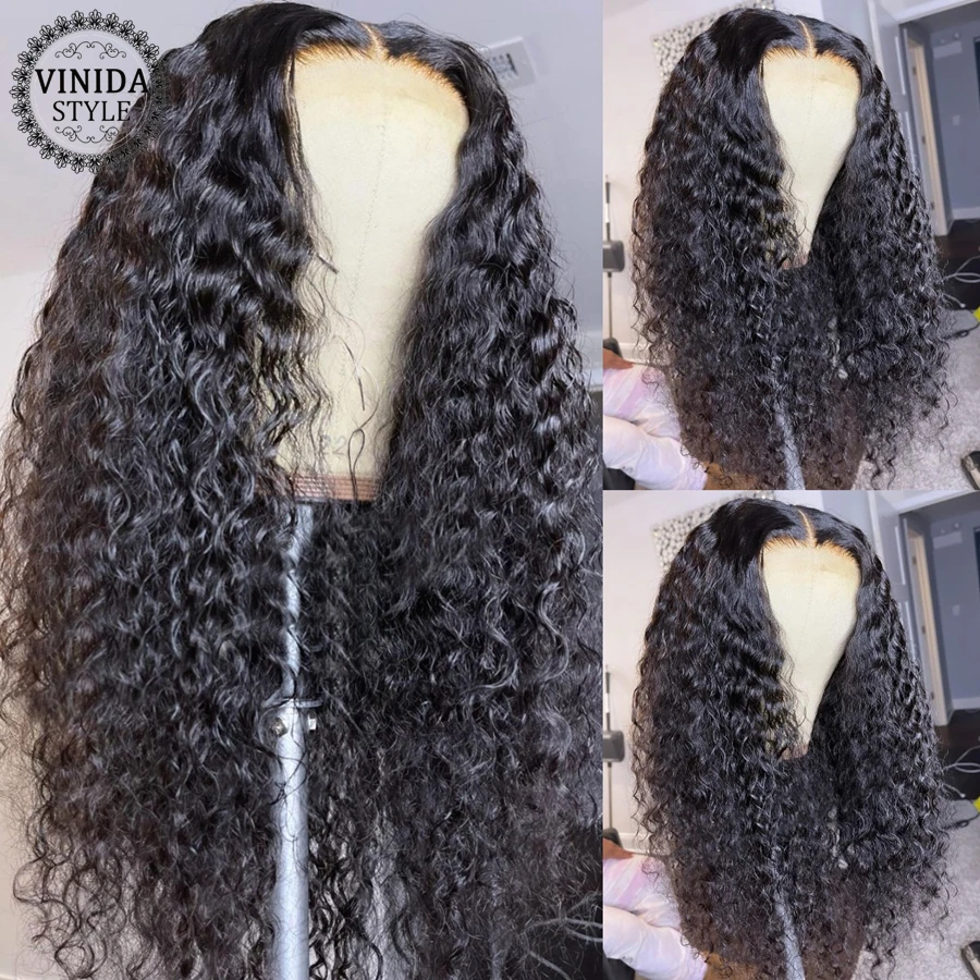 Парики из натуральных волос VINIDA вьющиеся 13 х6 T плотность 150% с застежкой сверху