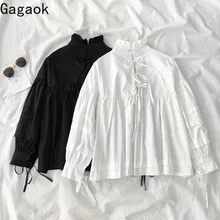 Женская уличная блузка Gagaok весенне осенняя однотонная со