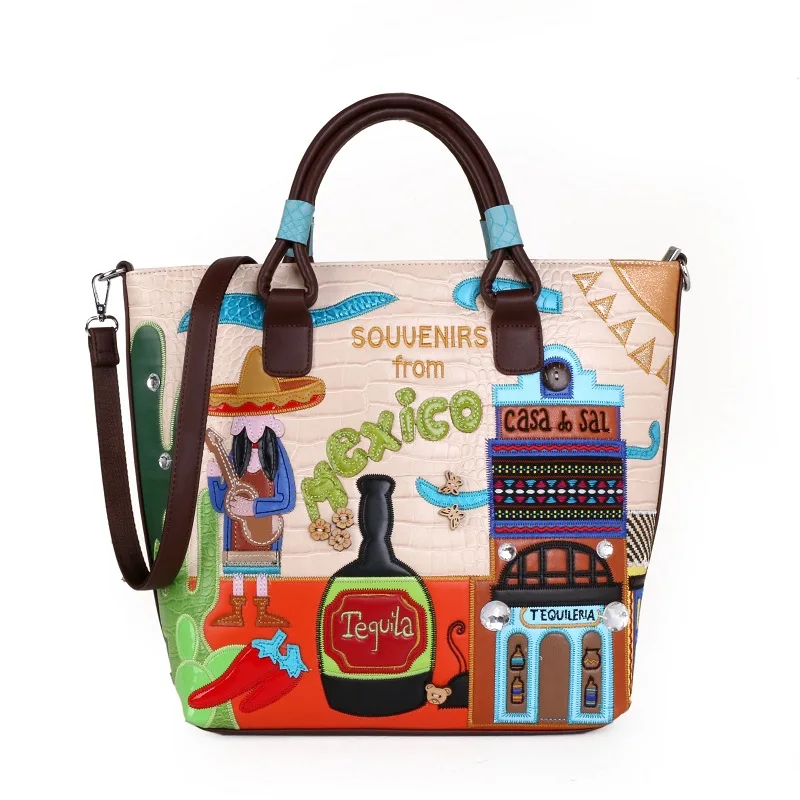 Women Bags PU Embroidery Purse Handbag Shoulder Bags Cross Messenger Bag Tote Braccialini Style Cartoon Crocodile Bottle Bag