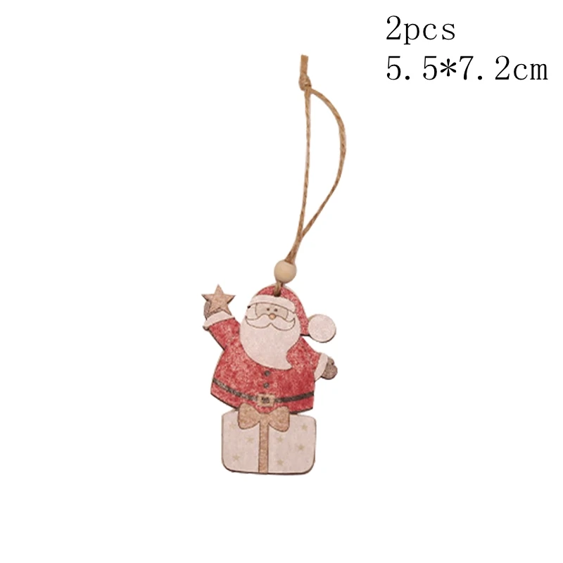 2pcs B06 Рождественские украшения, деревянные подвески, новогодние Подвесные Подарки, украшение на елку, сделай сам, дерево, ремесло, для дома, свадьбы, Navidad, Декор - Цвет: 2pcs B06