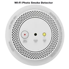 Беспроводной детектор дыма с 1080P Смарт Wi-Fi фотосигнализацией Камерой удаленного голосового оповещения и светодиодным индикатором мигающей сигнализации