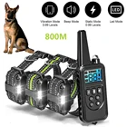 Электрический ошейник для дрессировки собак, перезаряжаемый водонепроницаемый ошейник с дистанционным управлением, могут отображать различные размеры звука и вибрации, 800 м