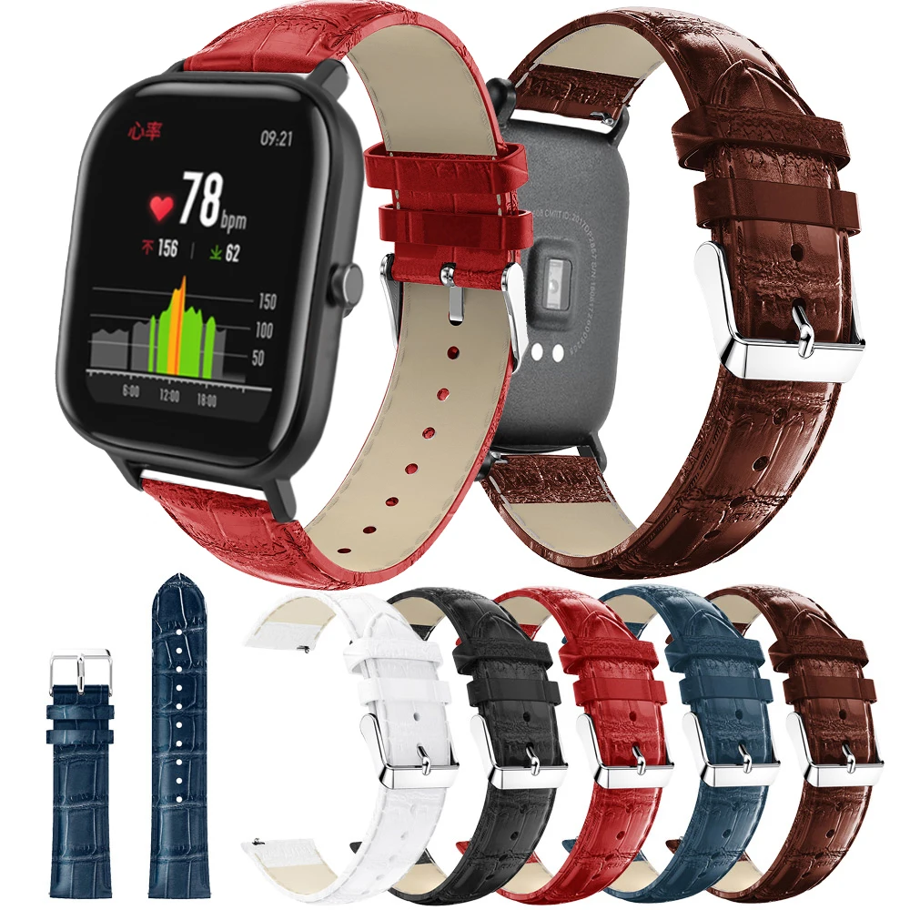 Ремешок из натуральной кожи для Xiaomi huami Amazfit Bip BIT PACE Lite Youth/Amazfit GTS/ GTR 42 мм браслет