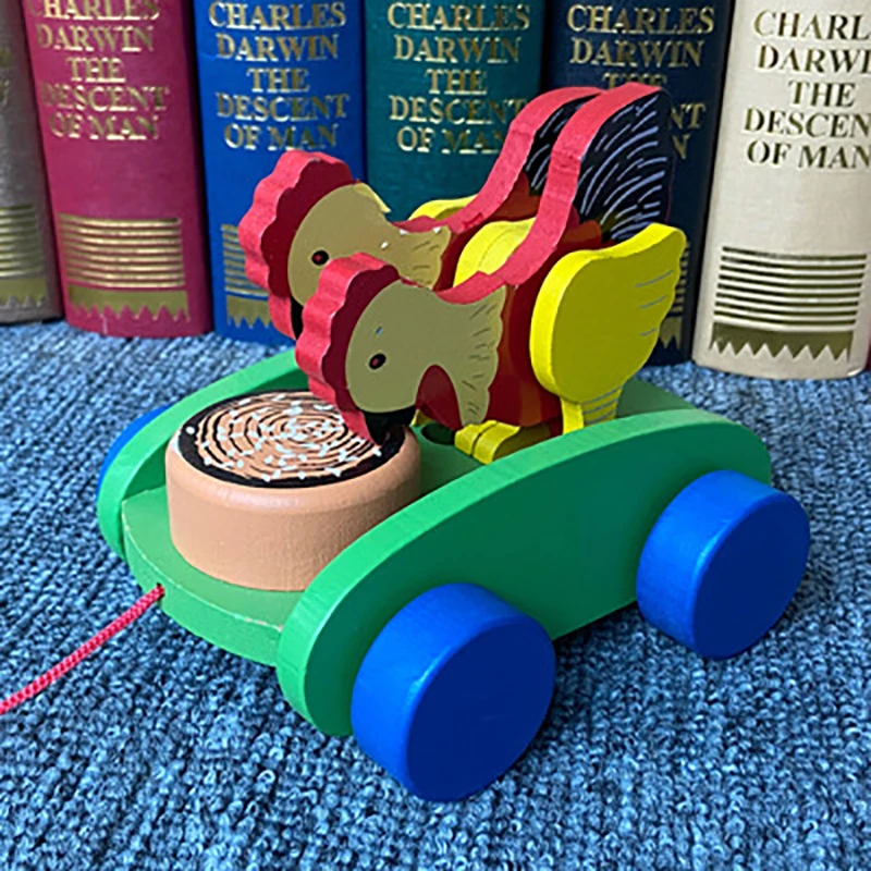 Симпатичная деревянная игрушка для автомобиля деревянное животное тянущаяся