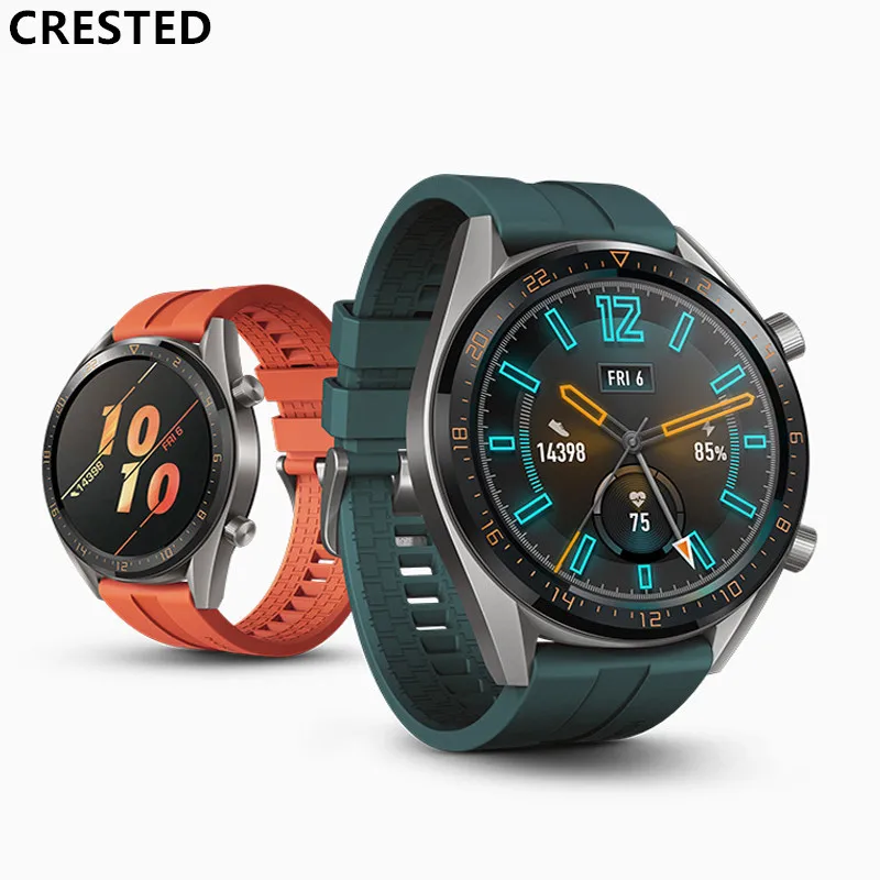 

CRESTED Huawei Watch GT Strap For Samsung Galaxy watch 46mm Gear S3 frontier/classic Amazfit bip Strap silicone 22mm watch band