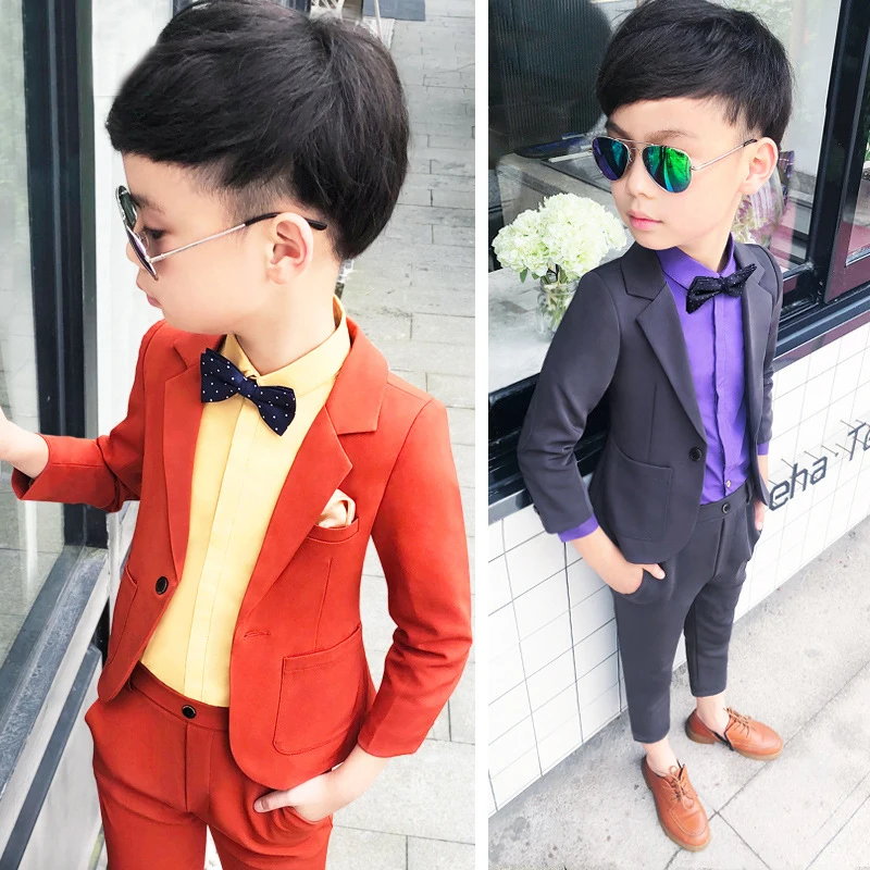 Строгие Детские свадебные костюмы для мальчиков Блейзер брюки Детский костюм