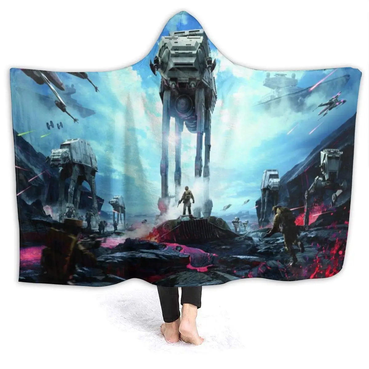 

Fashion Hooded Blanket Oversized Warm Adult Blanket with Soft Anti-Pilling Flannel for Adults & Kids 3D Print 60x50 Inch