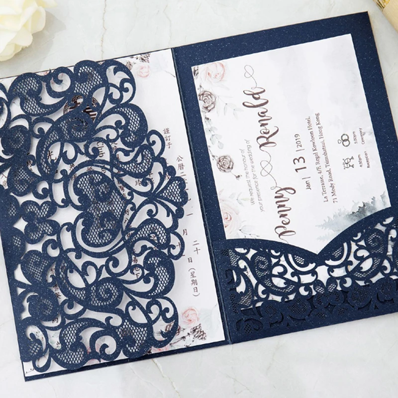 1 шт. бордовые свадебные приглашения с лазерным разрезом открытка RSVP