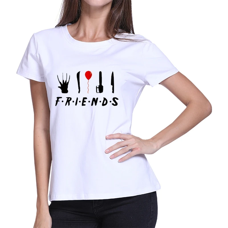 Футболка с готическим рисунком Friends Tee Harajuku женская футболка с буквенным принтом с коротким рукавом и круглым вырезом Женские топы