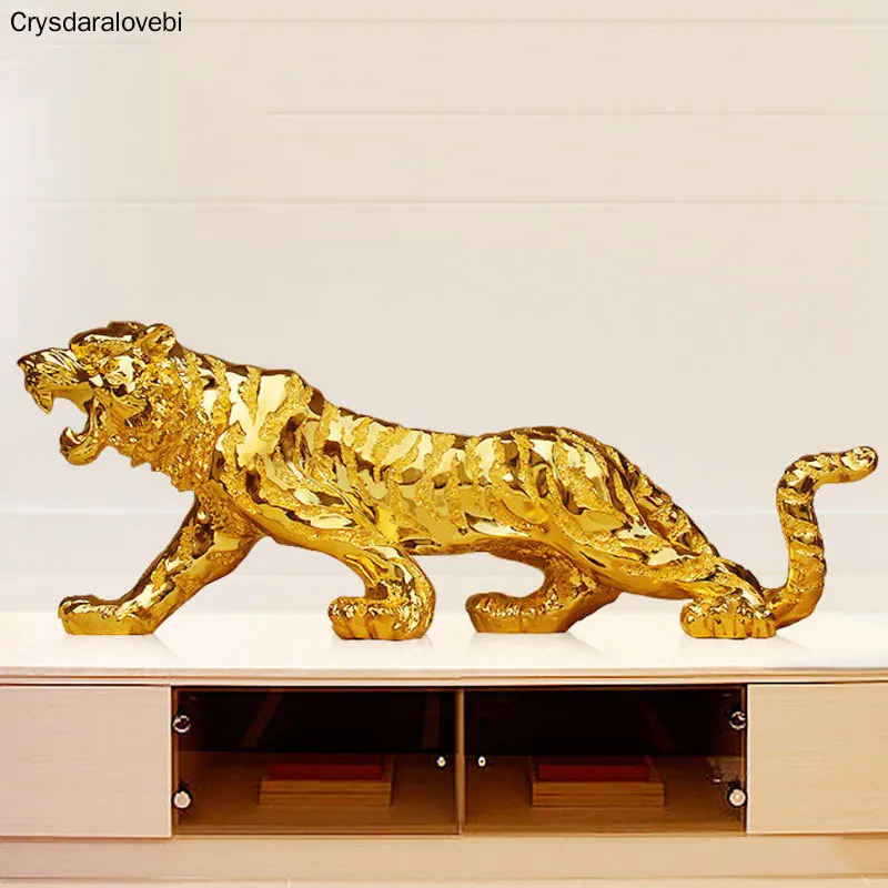 Современная Абстрактная Золотая Пантера скульптура Геометрическая Смола статуя