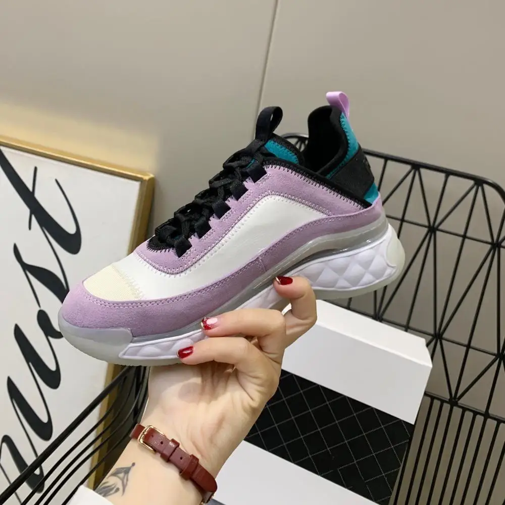 

Flock Sneakers for Women Lace Up Mixed Colors Plus Wool Casual Shoes 2021 Winter New Luxury Brand Fashion Designer Woman Shoe