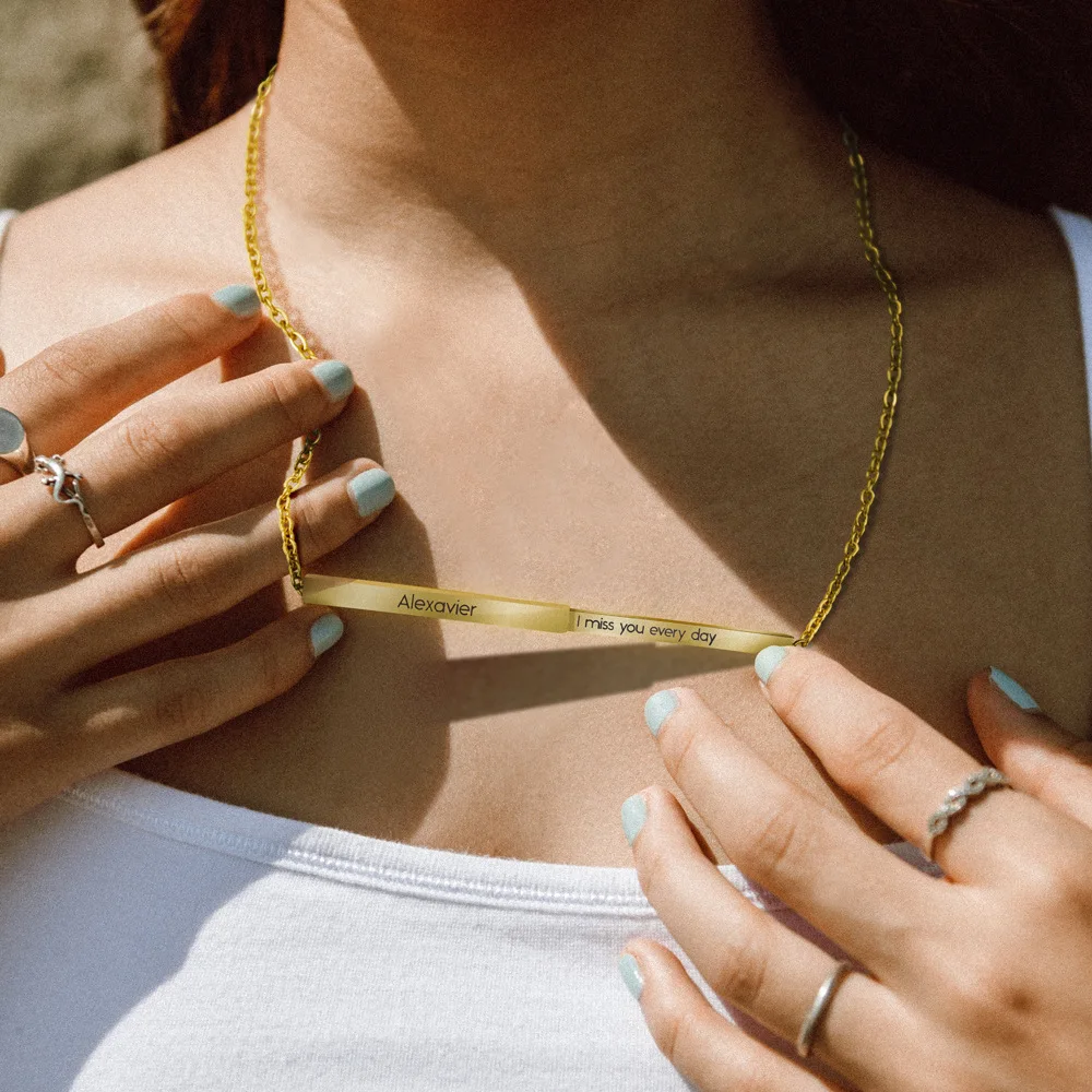 

Именное ожерелье на заказ, выдвижное ожерелье из нержавеющей стали с тремя отверстиями, индивидуальное ожерелье с именной табличкой, ювели...