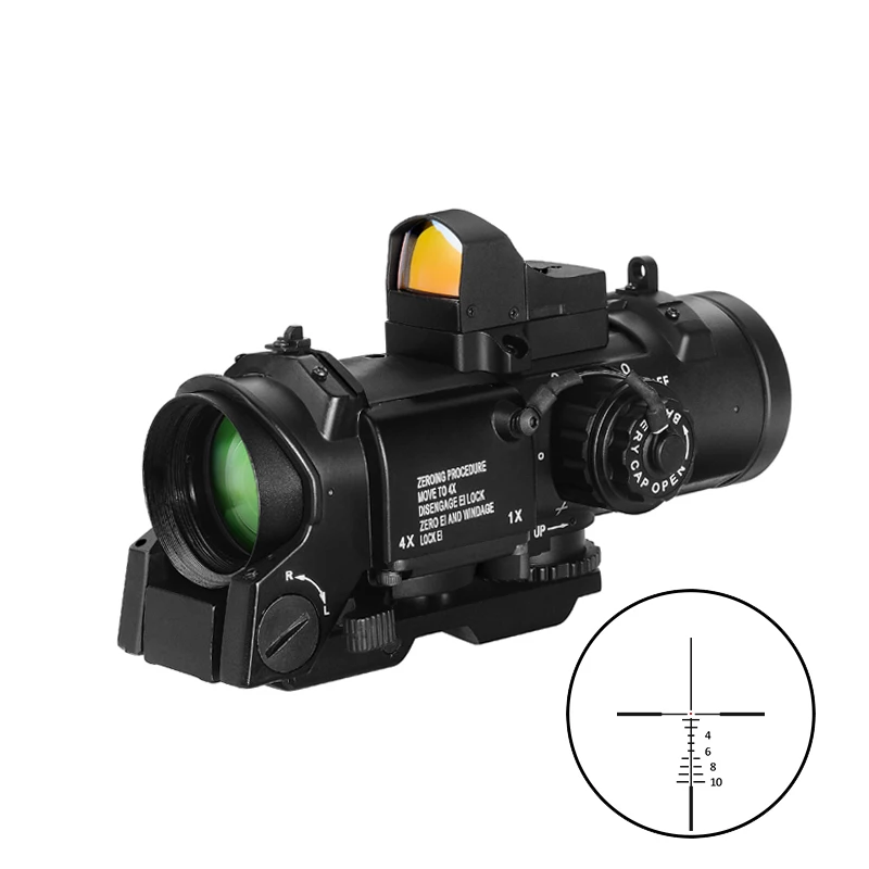 Тактическая оптика Riflescope 1x-4x фиксированный двухцелевой прицел с мини красный точечный прицел охотничьи прицелы для страйкбола воздушные пистолеты Caza